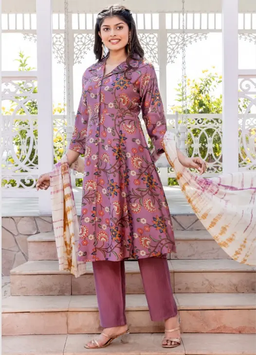 Soft Pink Floral Kurti Set