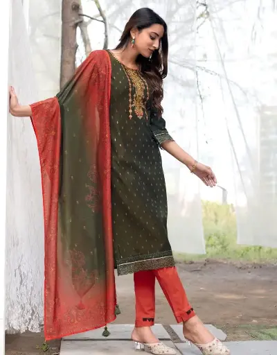 Green Embroidered Kurta Set