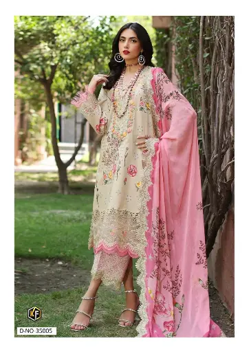 Pink & Beige Pakistani Cotton Suit Set