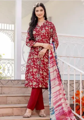 Maroon Floral Kurti Suit