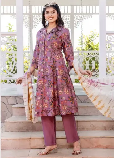 Soft Pink Floral Kurti Set